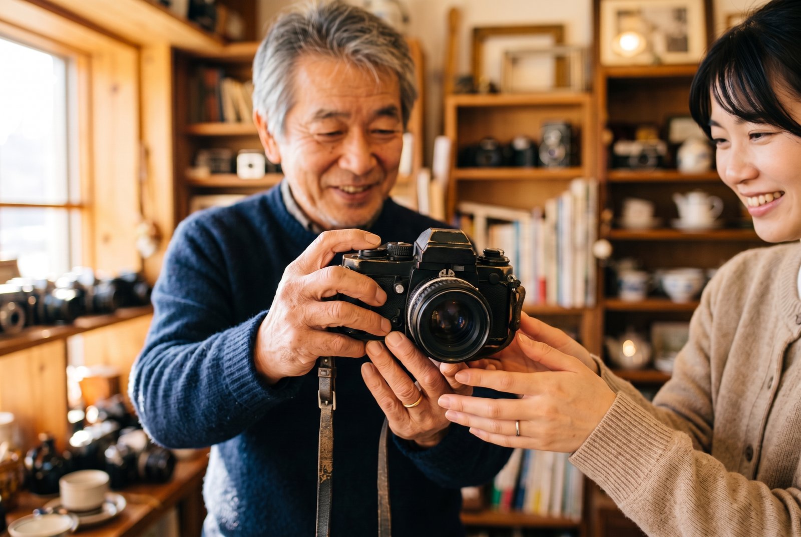 大切なカメラを次の人へ手渡すリユースのシーン